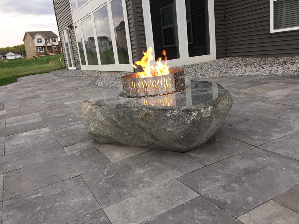 custom fire pit paver patio